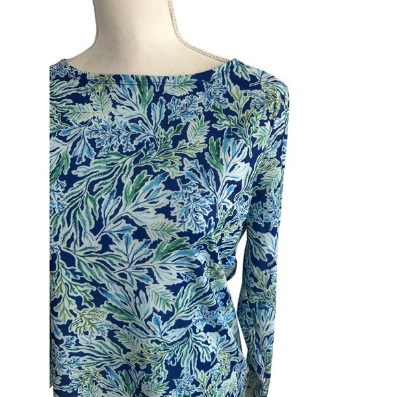 STELLA PARKER Blue Botanical Print Long Sleeve top Size S - Picture 4 of 6